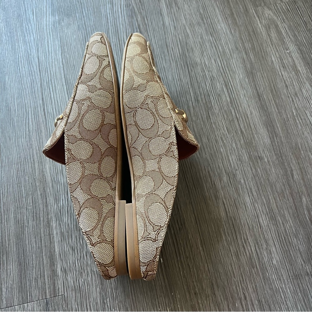 COACH Sienna Signature Logo Print Slide Mule Women's Size 7.5 Shoe Khaki Saddle - Picture 7 of 9